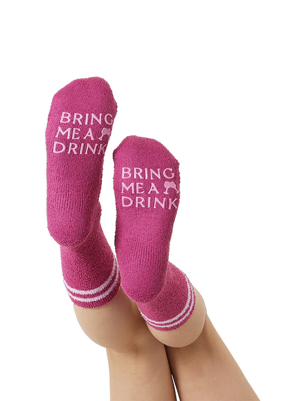 Bring Me A Drink Fuzzy Crew Socks Madison's Niche 
