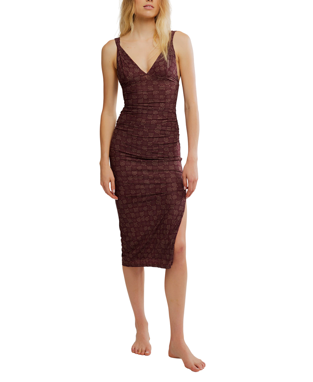 mesh material dress Long Live Printed Mesh Dress in Brown