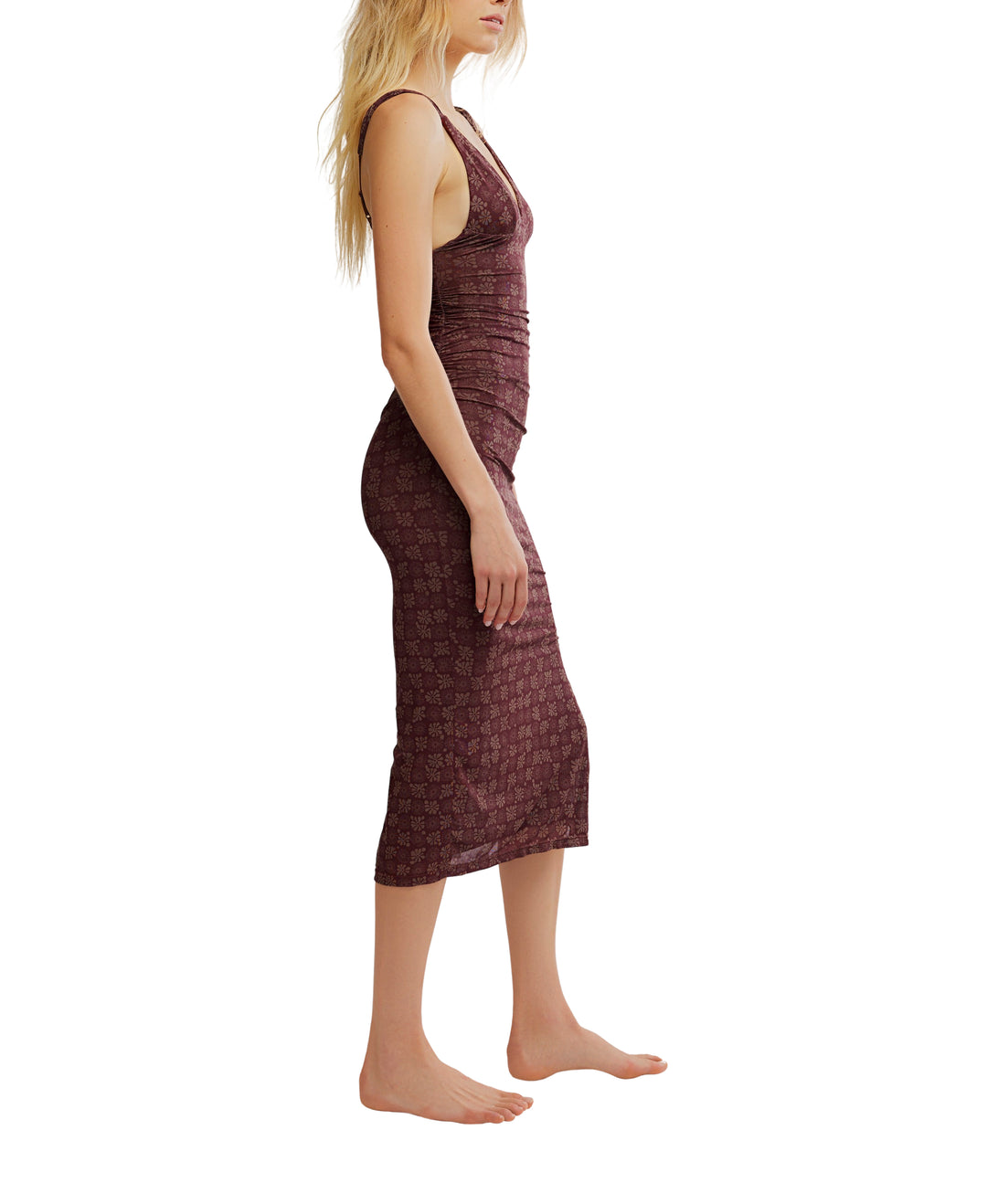 Long Live Printed Mesh Dress in Brown