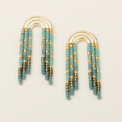Gold Fringe Earrings in Turquoise