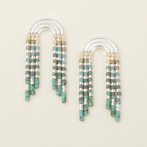 Silver Fringe Earrings in Turquoise