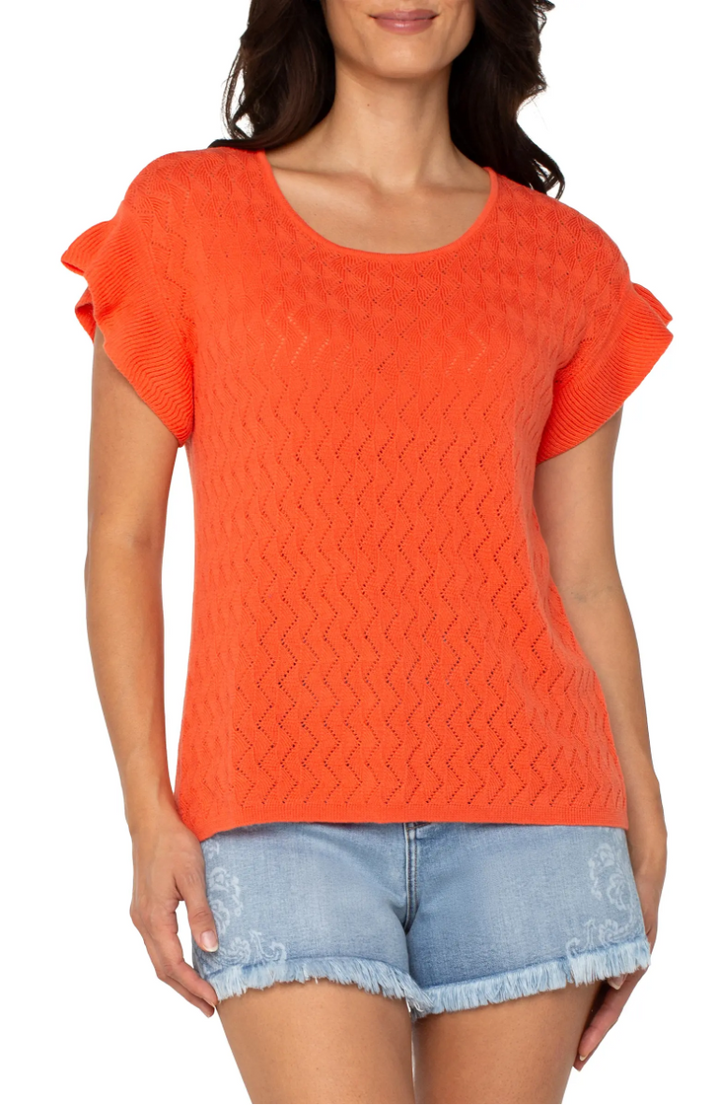 Flutter Dolman Sleeve Sweater in Clementine