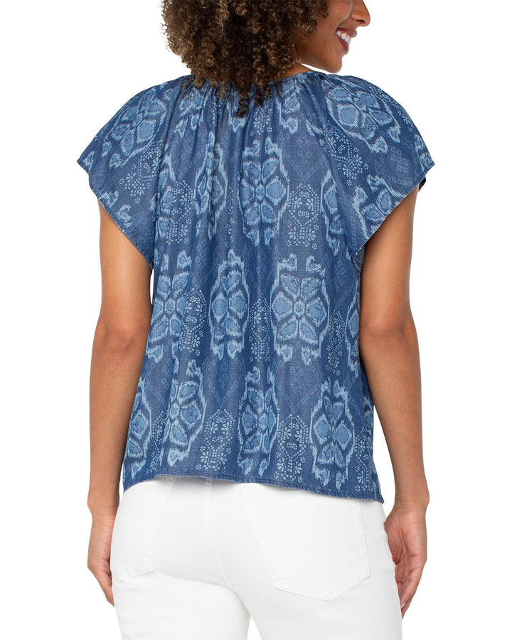 Flutter Sleeve Top in Tribal Allover