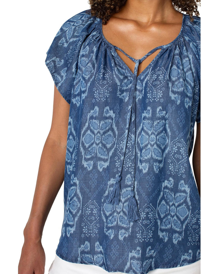 Flutter Sleeve Top in Tribal Allover