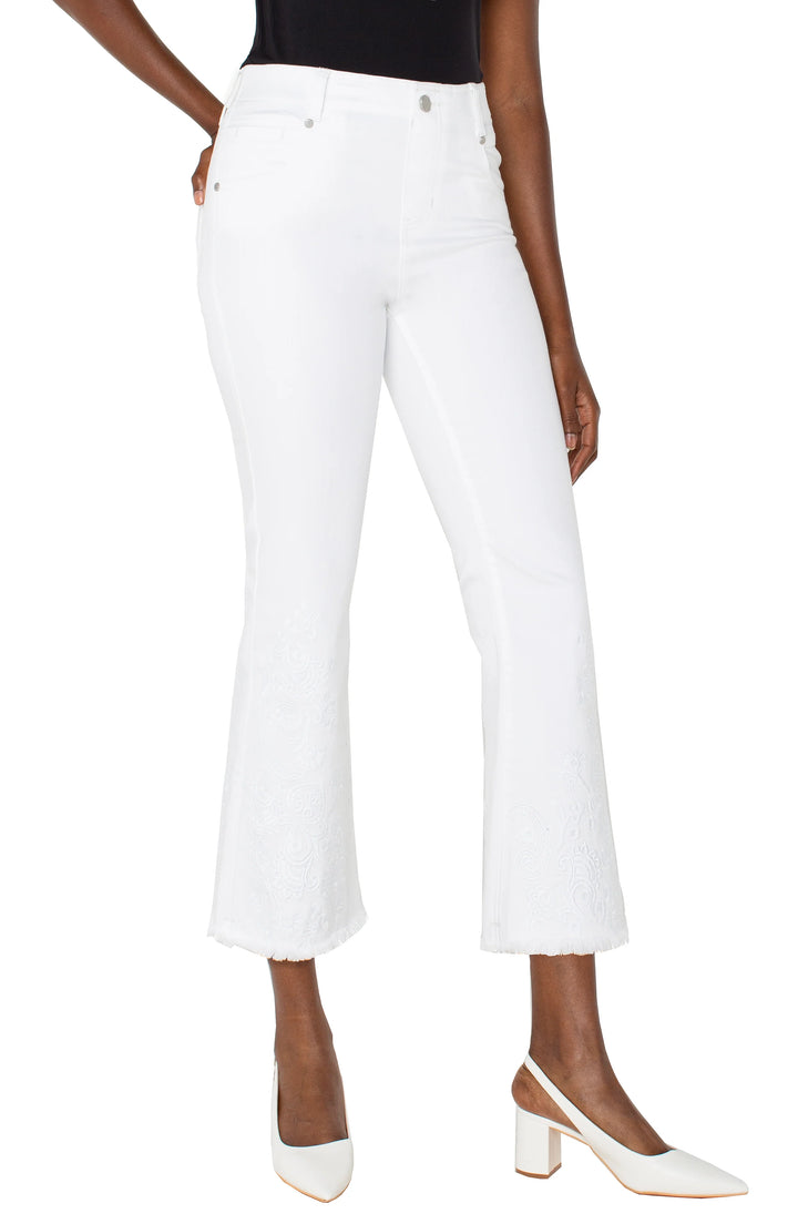 Gia Glider Crop Flare in Bright White Paisley