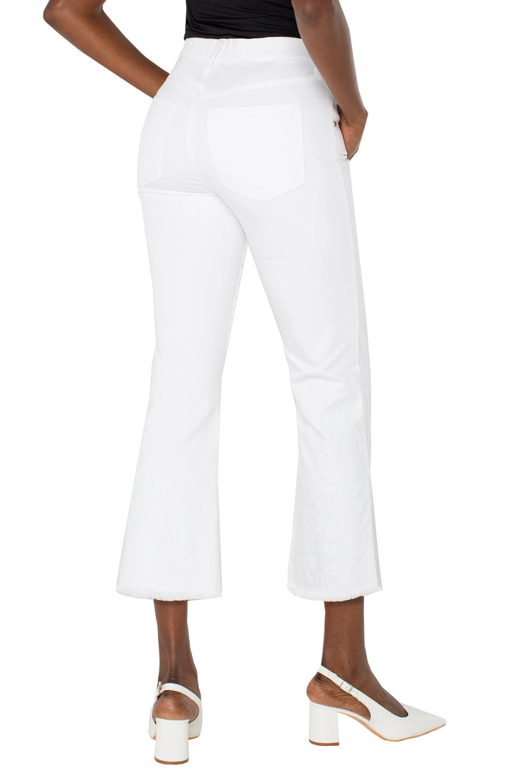 Gia Glider Crop Flare in Bright White Paisley