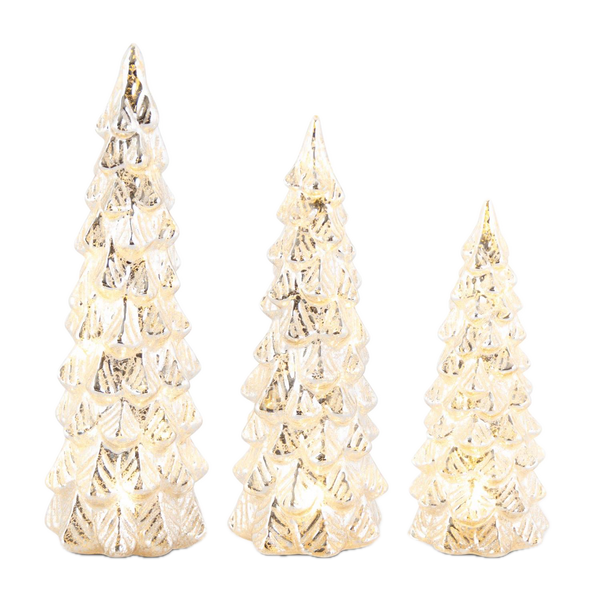 Glittered LED Silver Mercury Glass Trees Madison's Niche 