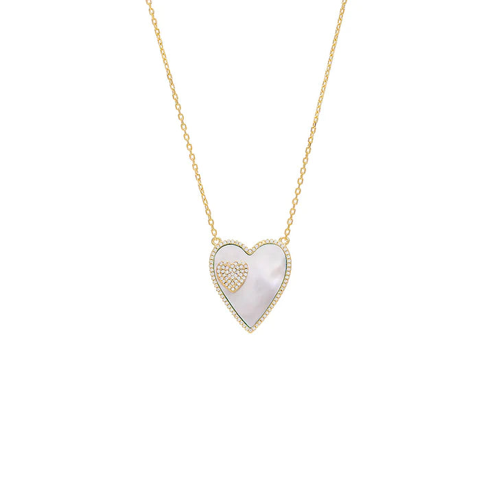 Double Heart Necklace - Mother of Pearl