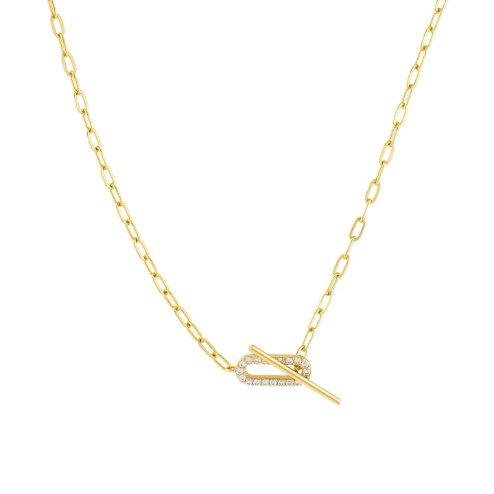 Pave Oval Toggle Necklace - Madison&