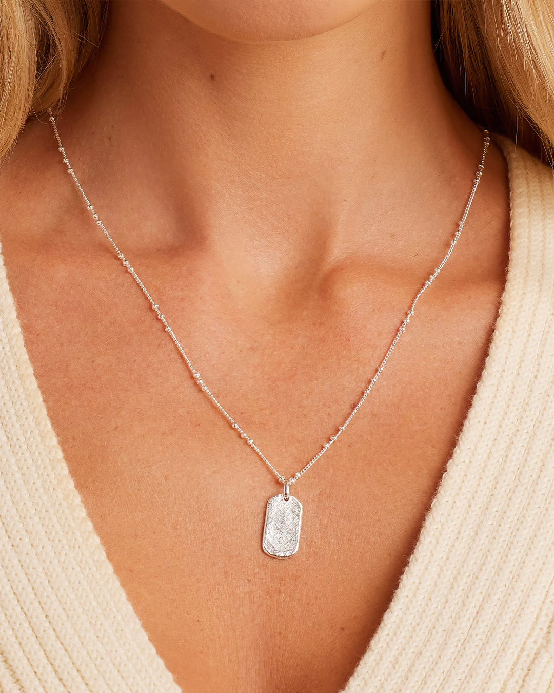 Griffin Dog Tag Necklace in Silver