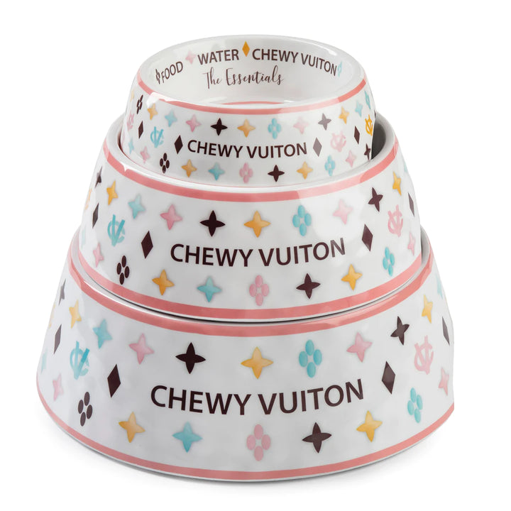 White Chewy Vuiton Bowl