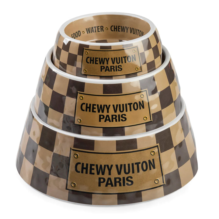 Checker Chewy Vuiton Bowl - Madison's Niche 