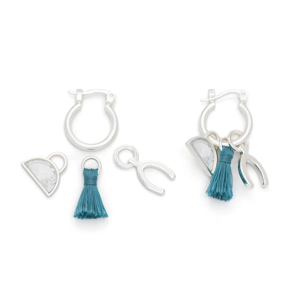 Healing Interchangeable Charm Earrings in Opalite Silver