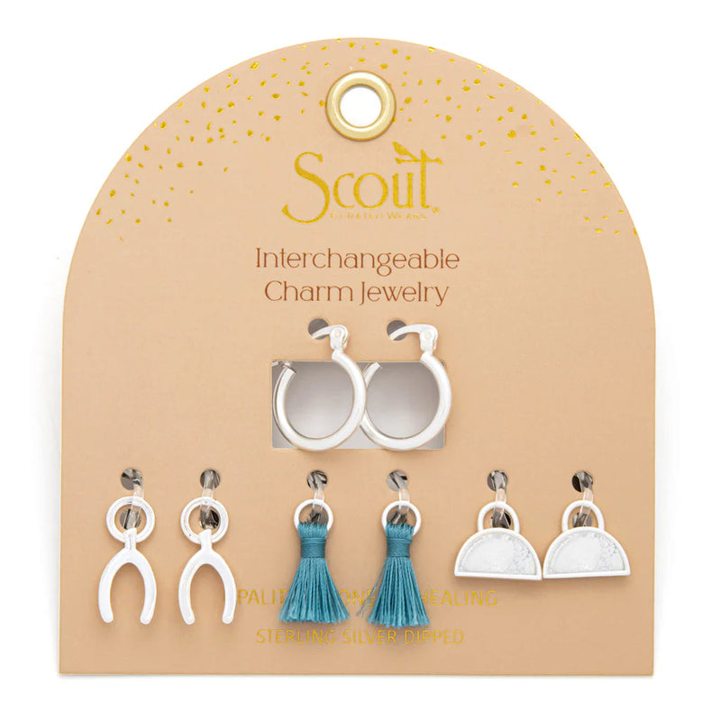 Healing Interchangeable Charm Earrings in Opalite Silver
