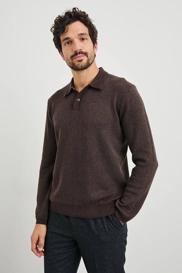 Herrington Polo Sweater in Brown Madison's Niche 