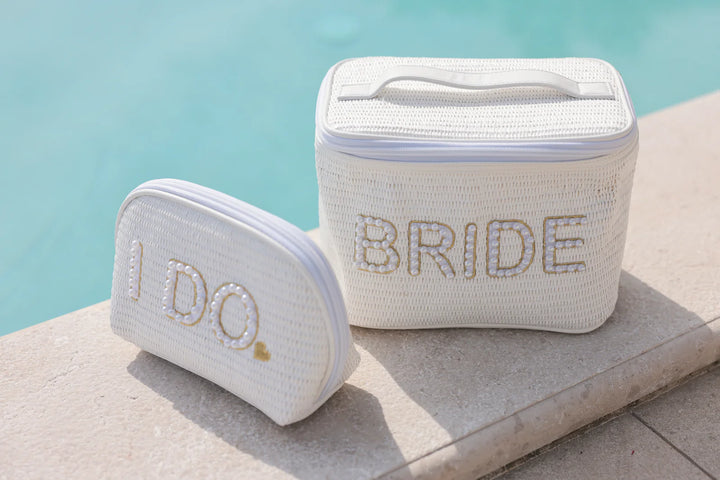 "I Do" Zip Pouch in White