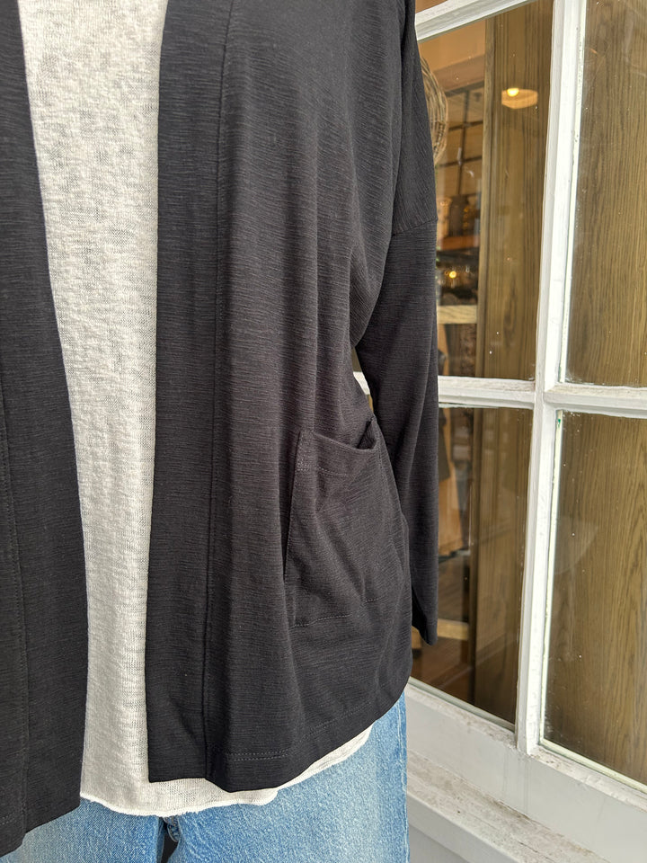 Farina Open Cardigan in Black - Madison's Niche 