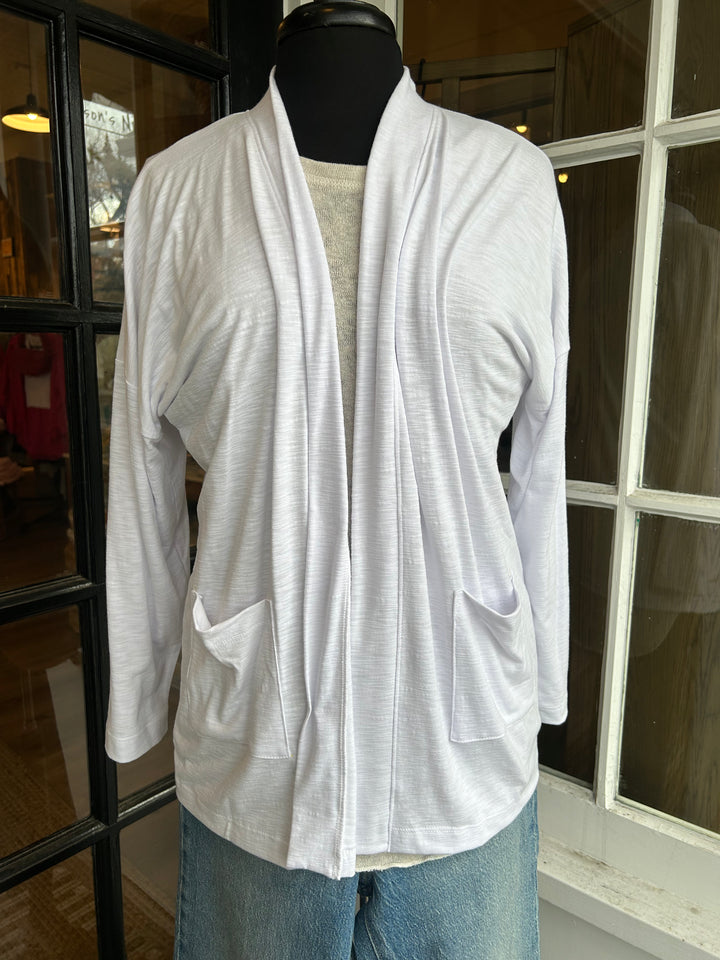 Farina Open Cardigan in White - Madison's Niche 