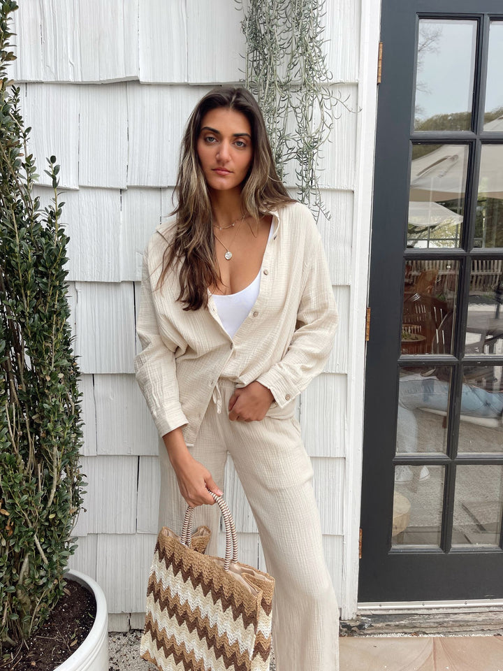 Long Sleeve Button Down in Rope - Madison's Niche 