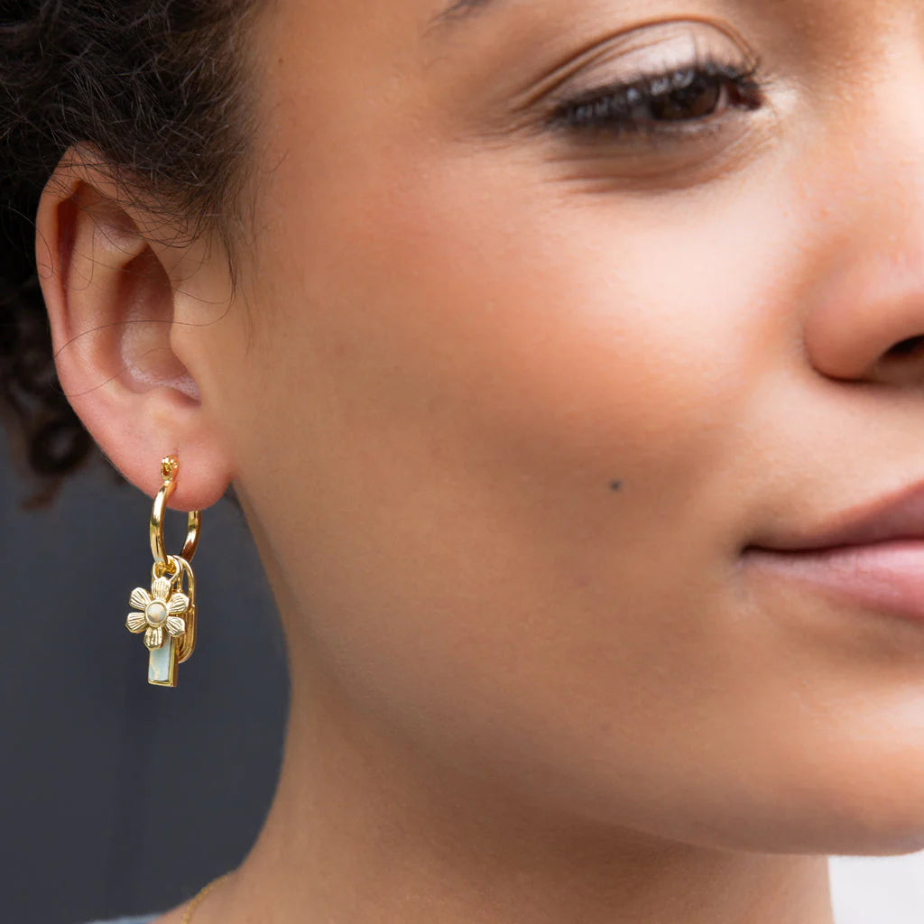 Peace Interchangeable Charm Earrings in Aqua Terra Gold