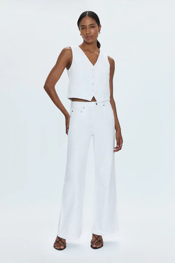 Jadyn Low Slung Palazzo Jean in Vivid White Madison's Niche 