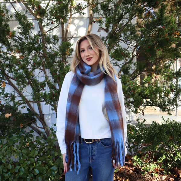 Janice Plaid Scarf in Blue Madison's Niche 