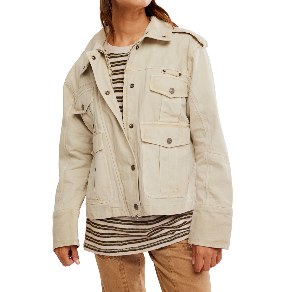 Kali Washed Jacket in Oat | Madison's Niche