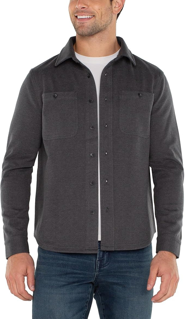 Knit Button Up Shirt in Black Grey Madison's Niche 