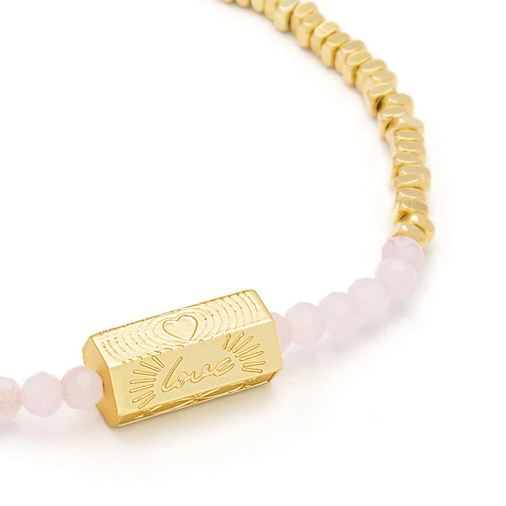 Love Stella Bracelet in Rose Quartz Gold