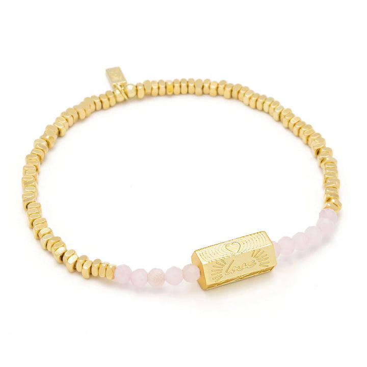 Love Stella Bracelet in Rose Quartz Gold