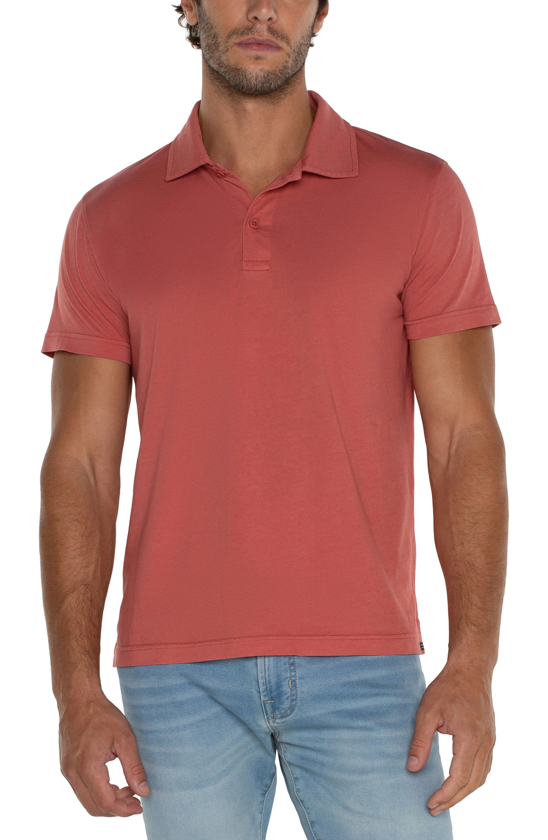 Garment Dyed Polo in Red