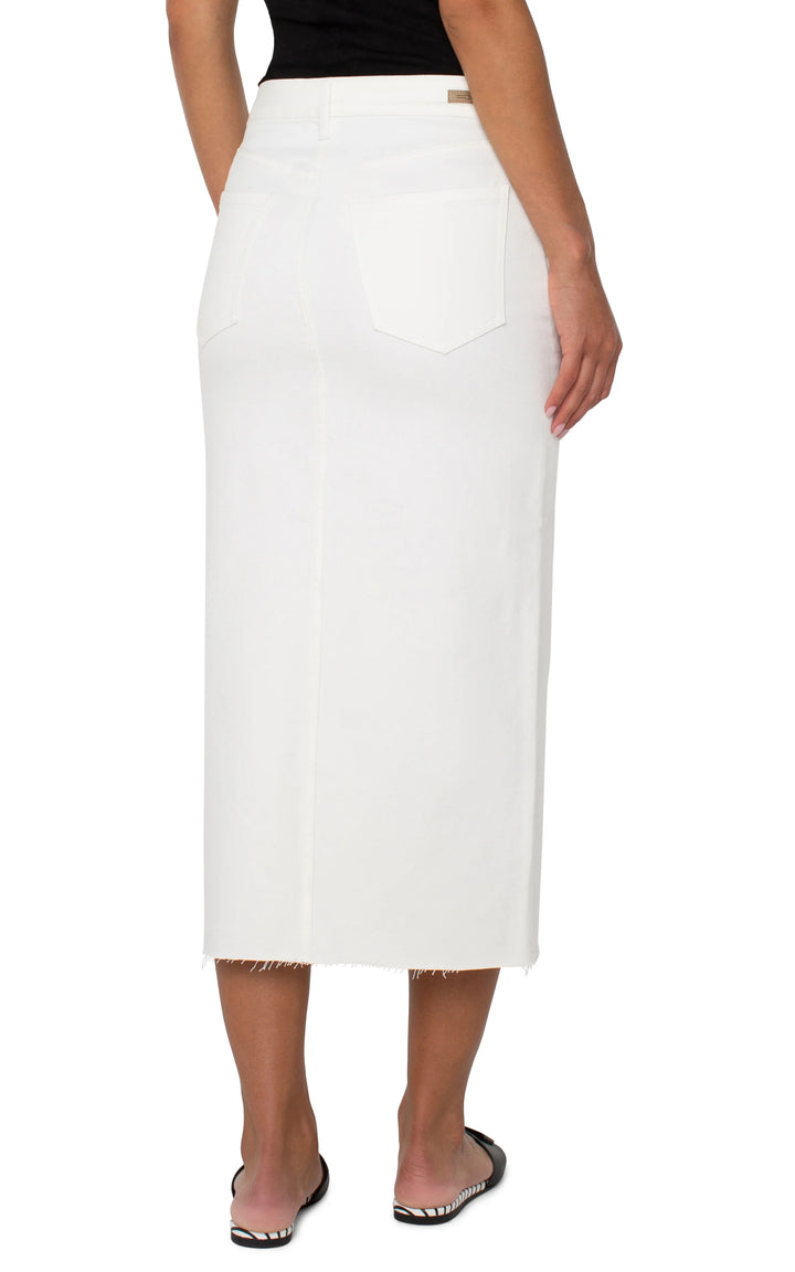 Bone White Front Slit Maxi Skirt