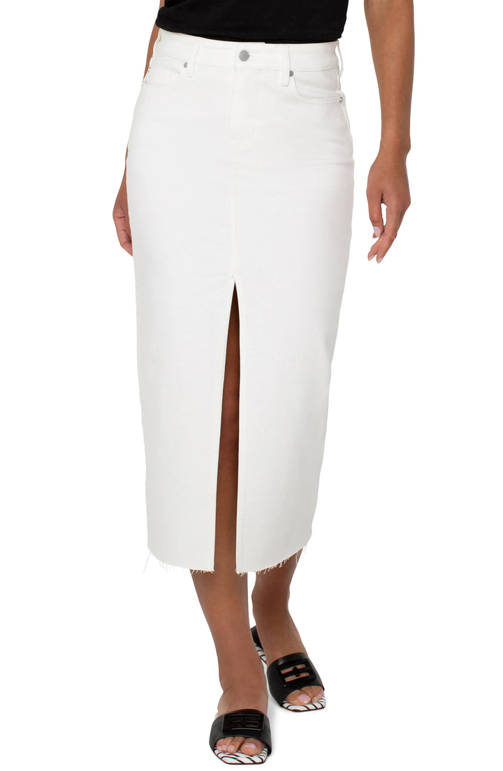 Bone White Front Slit Maxi Skirt