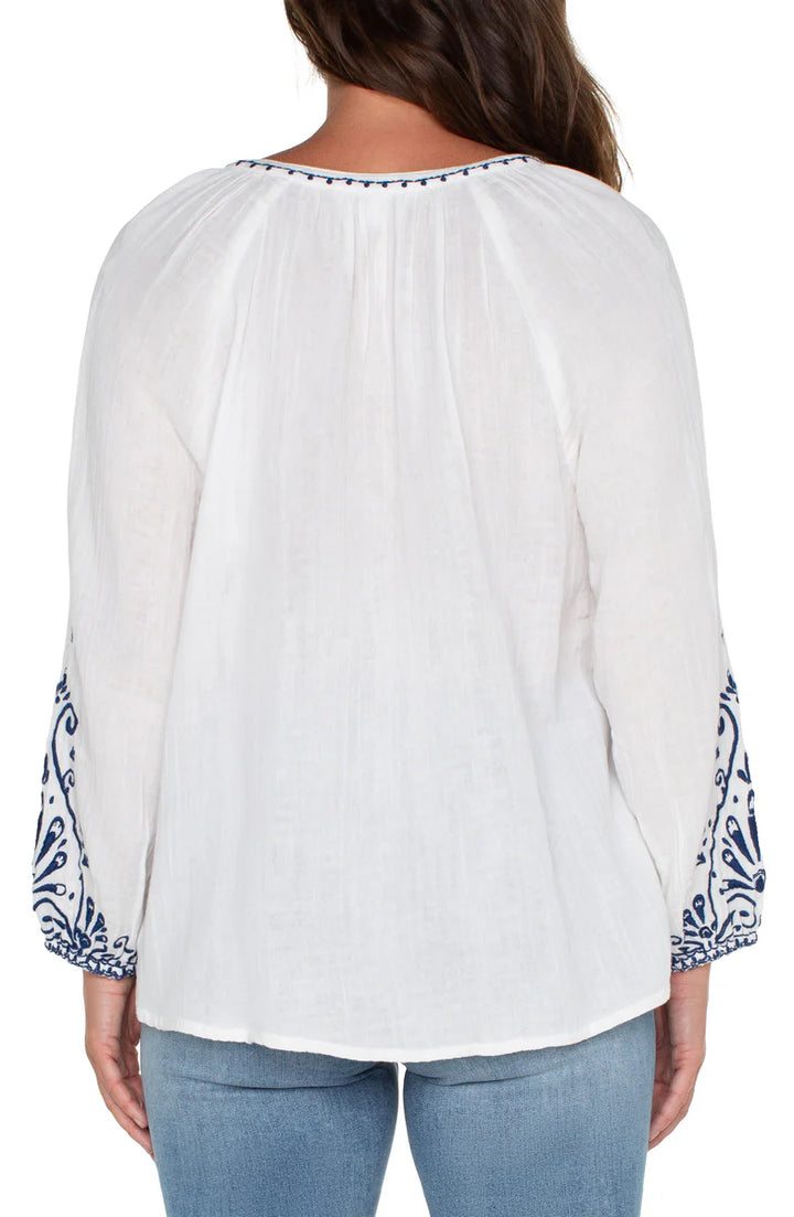 Embroidered Gauze Top