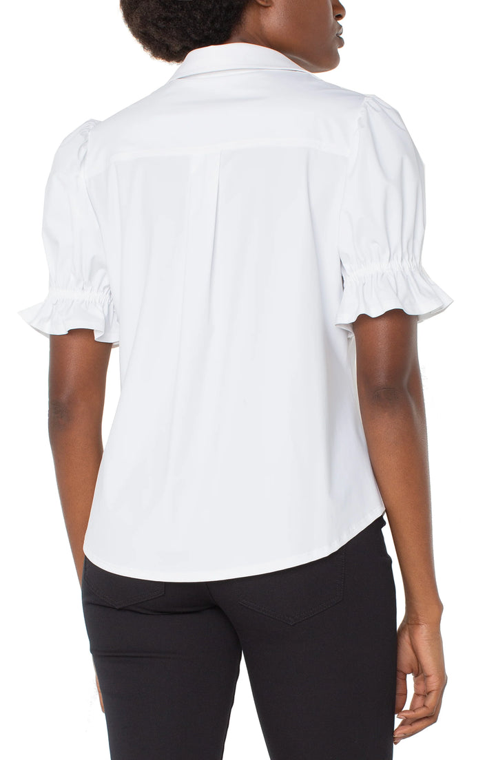 White Elbow Puff Sleeve Shirt