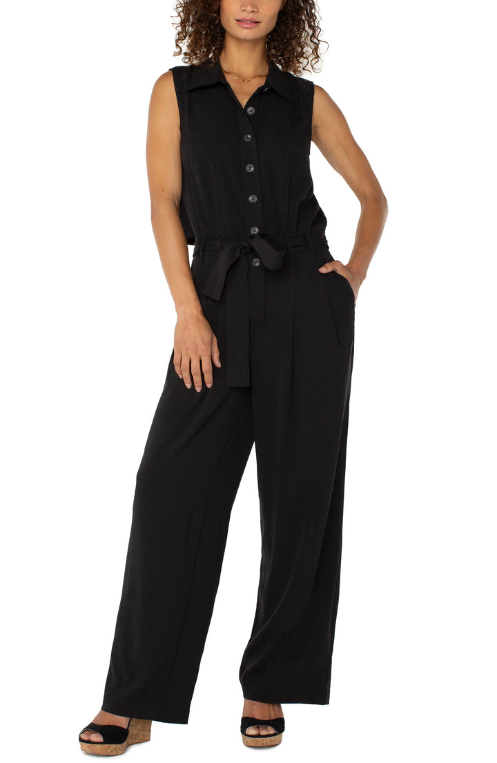 Black Sleeveless Wide Leg Jumpsuit