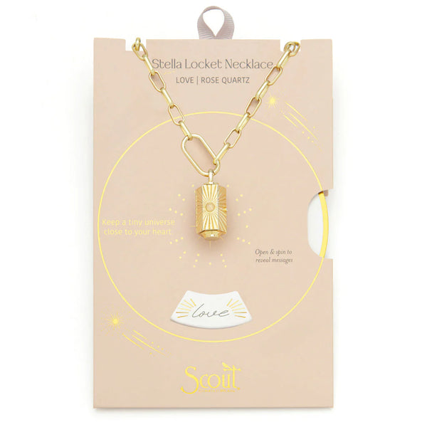 Love Stella Necklace in Rose Quartz Gold Madison's Niche 