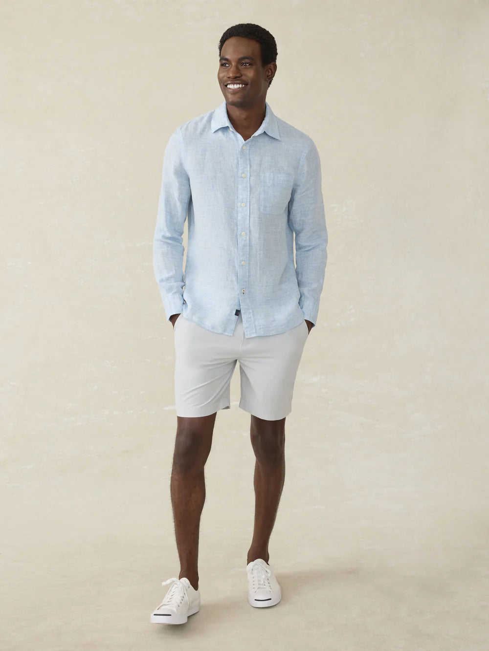 Laguna Linen Shirt in Light Blue Melange