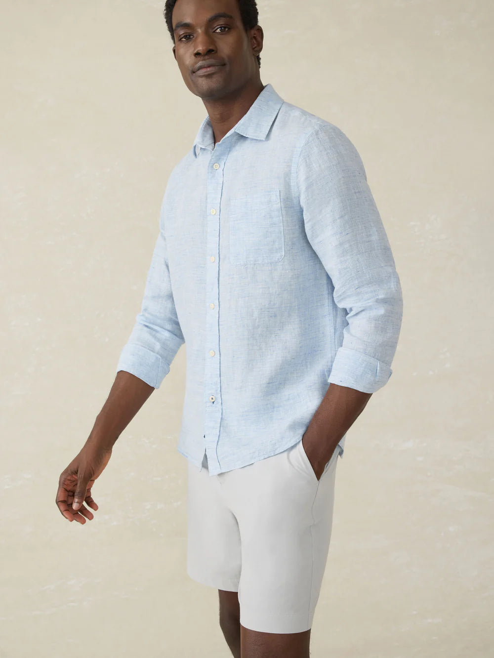 Laguna Linen Shirt in Light Blue Melange