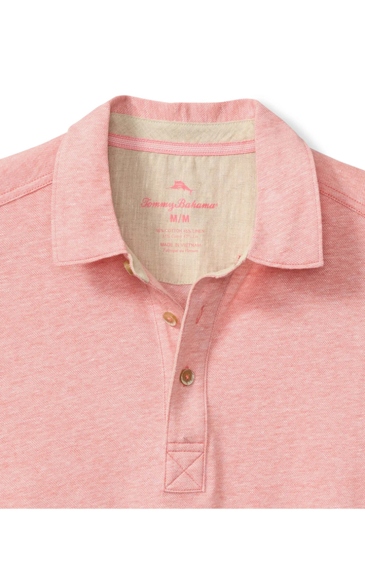 Laurito Beach Linen-Blend Polo in Dubarry Coral Heather