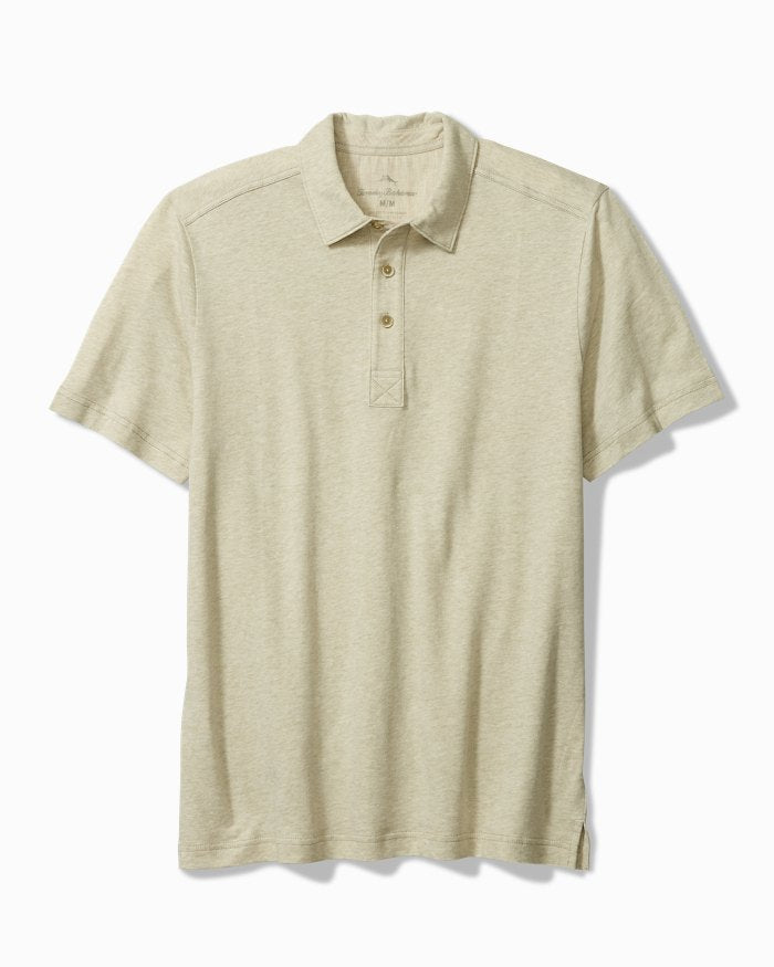 Laurito Beach Linen-Blend Polo in Khaki Heather