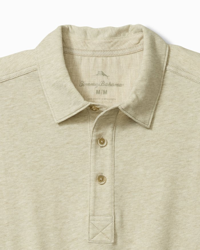 Laurito Beach Linen-Blend Polo in Khaki Heather