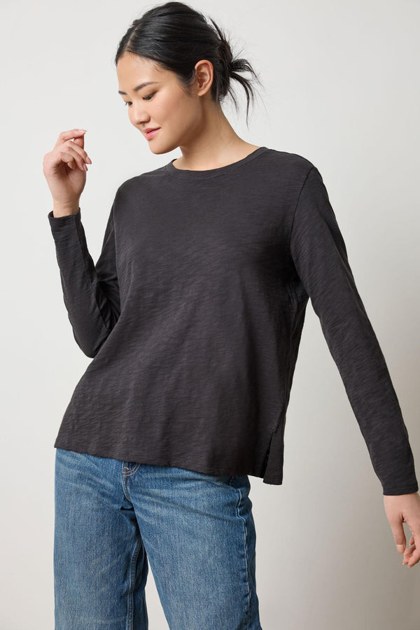 Long Sleeve Boyfriend Tee in Black Madison's Niche 