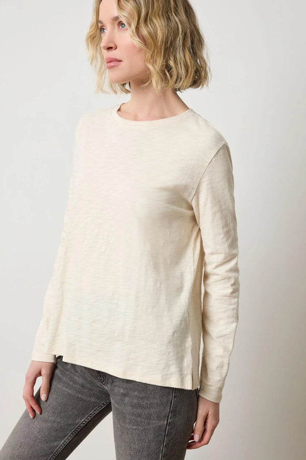 Long Sleeve Boyfriend Tee in Stone Madison's Niche 
