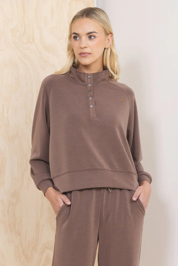 Luxe Cloud Henley Pullover in Java Madison's Niche 