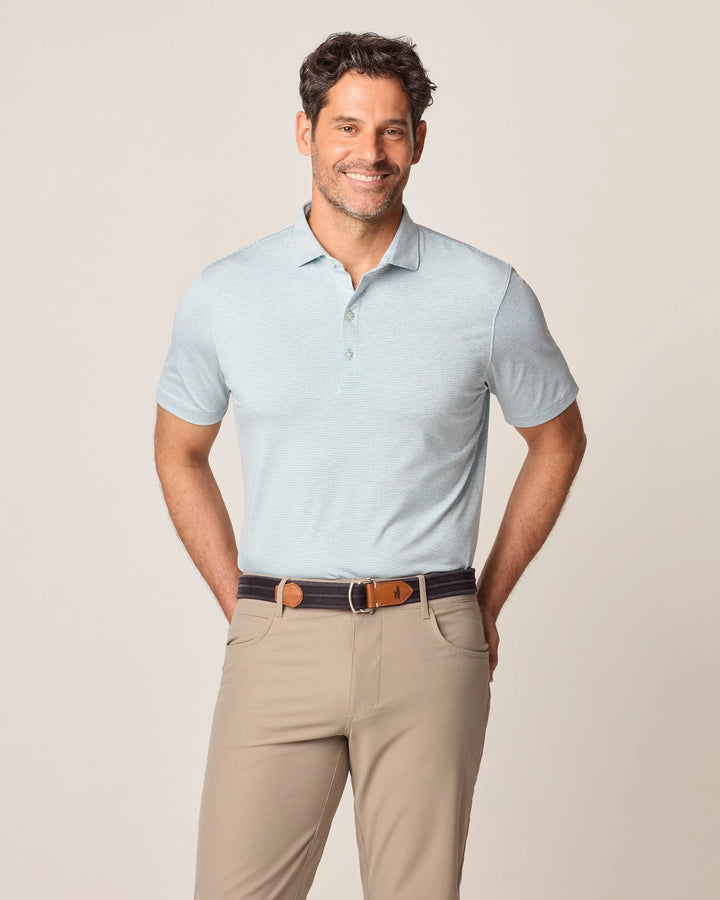 Lyndonn Stripe Polo in Green Grass