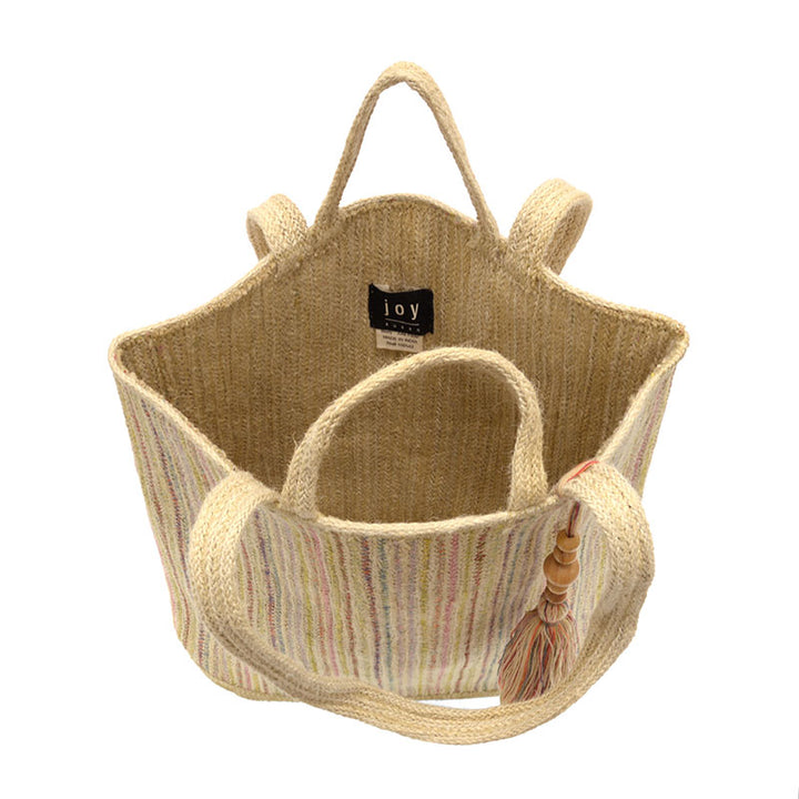 Jute Tote With Bead Tassel