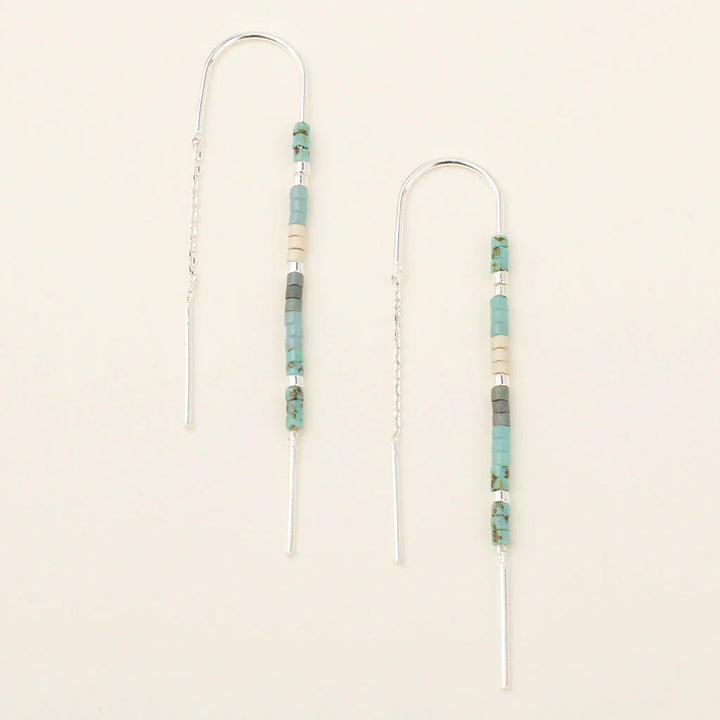 Thread Earrings in Turquoise Silver