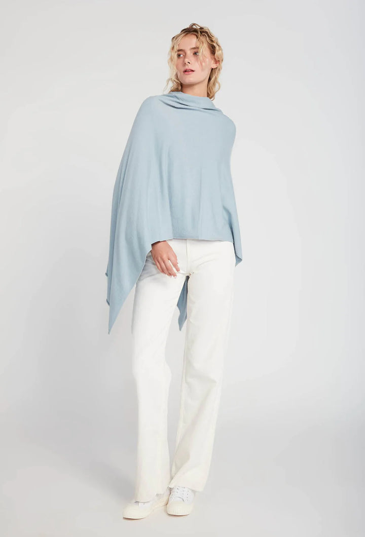 Terri Triangle Poncho in Light Blue - Madison's Niche 
