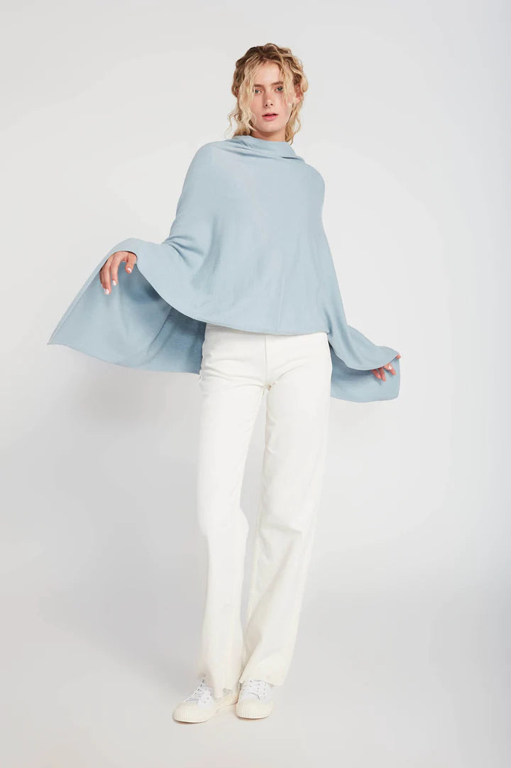 Terri Triangle Poncho in Light Blue - Madison's Niche 